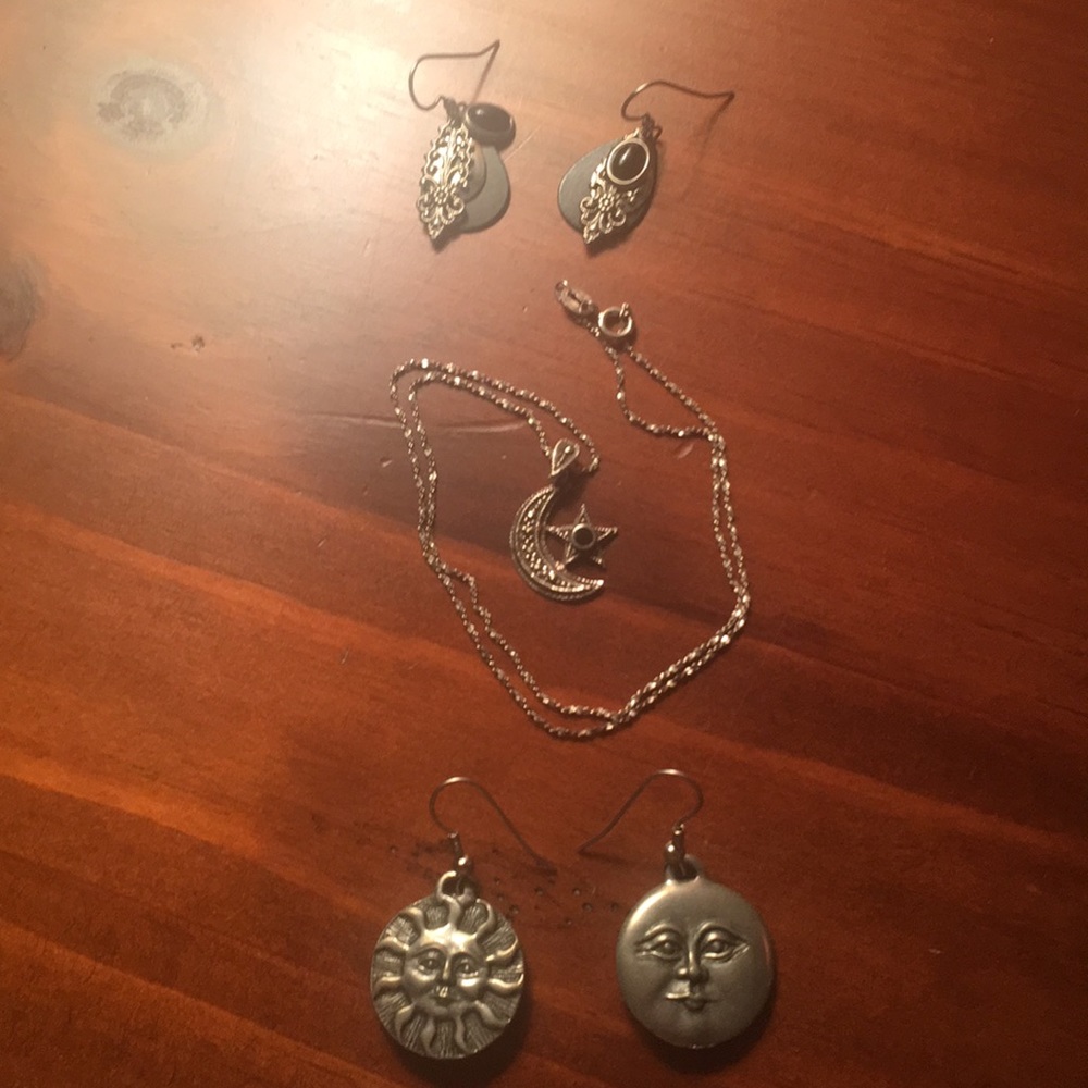 Celestial Goth Necklace and Earrings Jewelry Set